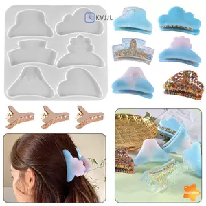 Kẹp Vuốt Tóc Nhựa Silicon Khuôn Kim Loại Hình Học Barrettes Epoxy Khuôn Cho DIY Nhựa Nữ Kẹp Tóc Thủ Công Trang Sức Làm Mới