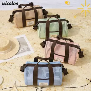 Túi bơi đeo chéo NICOLOO, Túi lưới đi biển di động dung tích lớn, Túi xách thể thao lưới thoáng khí trong suốt đa chức năng Du lịch ngoài trời