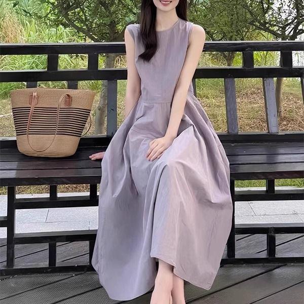 [Giảm giá 50%] Váy Vest không tay màu tím dành cho nữ Phong cách mới Đẹp thường ngày Tính khí đơn giản eo hẹp dáng ôm hơn
