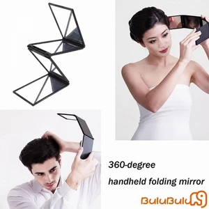 Gương 4 chiều Gương cắt tóc cầm tay có thể gập lại 360 độ Gương trang điểm cho du lịch và gia đình