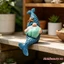 Tượng nhỏ Gnome đi biển bằng nhựa màu xanh giữ biển ​​Ốc sên / Sao biển / Vỏ trang trí búp bê vô danh