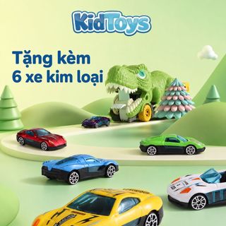 Bộ Khủng Long Nuốt 6 Xe Ô Tô Hợp Kim KidToys - Nhựa ABS Cứng Cáp Bé Chơi Thả Xe Vui Nhộn