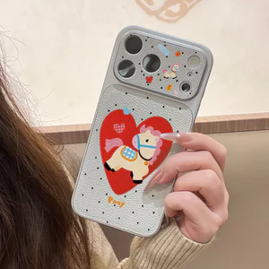 Ốp lưng iPhone họa tiết Pony hình trái tim Ốp máy ảnh da mềm cao cấp-iP7/8/X/XS/XR/11/12/13/14/15/16/17/Plus/Air/Pro/Max