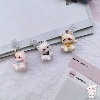 【Chamvn】Mặt dây chuyền hình mèo chống bụi bằng nhựa hoạt hình 3D Cổng sạc điện thoại dễ thương