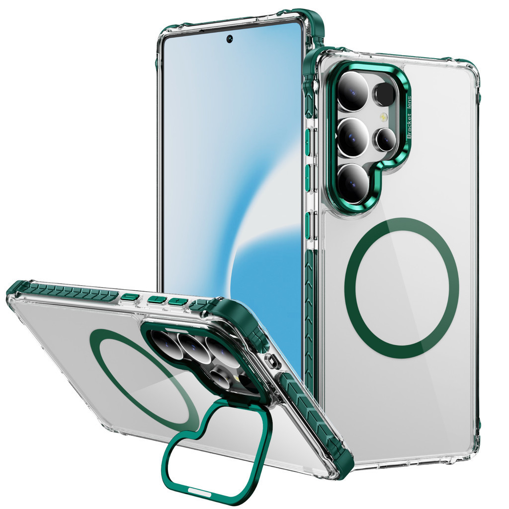 Ốp điện thoại từ tính có chân đế kim loại xoay mờ cho Samsung Galaxy S25 S24 S23 FE Ultra Plus A54 A34 A14 A15 A05 S 4G 5G Nút kim loại độc lập chống sốc