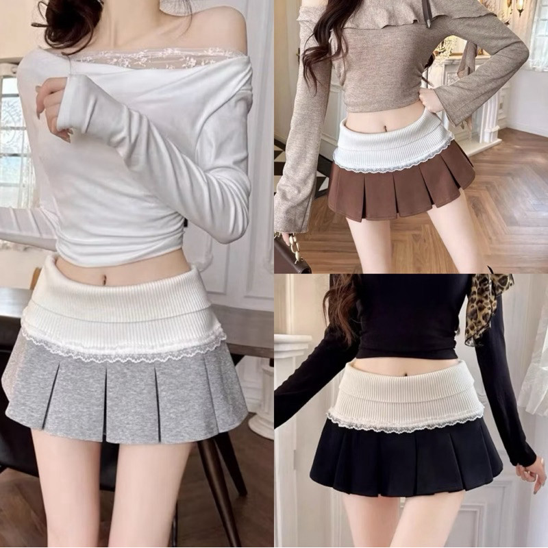 CHÂN VÁY XẾP LY LƯNG THUN PHỐI REN XOÈ CẠP TRỄ SIÊU ĐÁNG YÊU DC80
