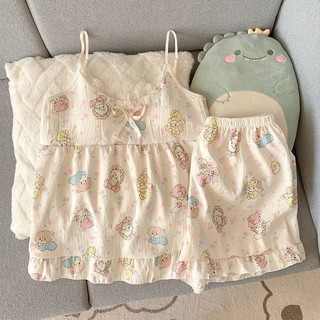 [Pre-Order]-Set 2 Dây Bộ Ngủ Mềm Mát Chất Đũi Nhiều Hoạ Tiết Dễ Thương QC Loại 1 mát mẻ thoải mái