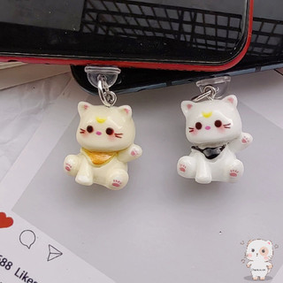 【Chamvn】Nút chặn bụi điện thoại hình mèo hoạt hình 3D bằng nhựa mặt dây chuyền hình cổng sạc dễ thương.