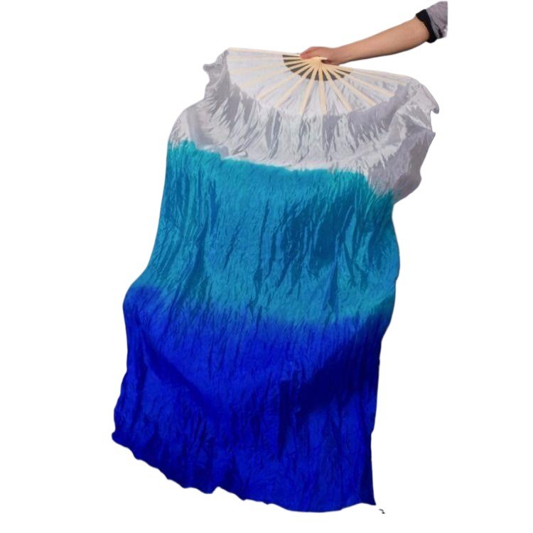 Đen Trắng gradient Mực Quạt Trái Ngón Mặt Trăng Khiêu Vũ Quạt gradient Koi Sao chép Khiêu Vũ Quạt Lụa Khiêu Vũ Cổ Điển 25.12.11
