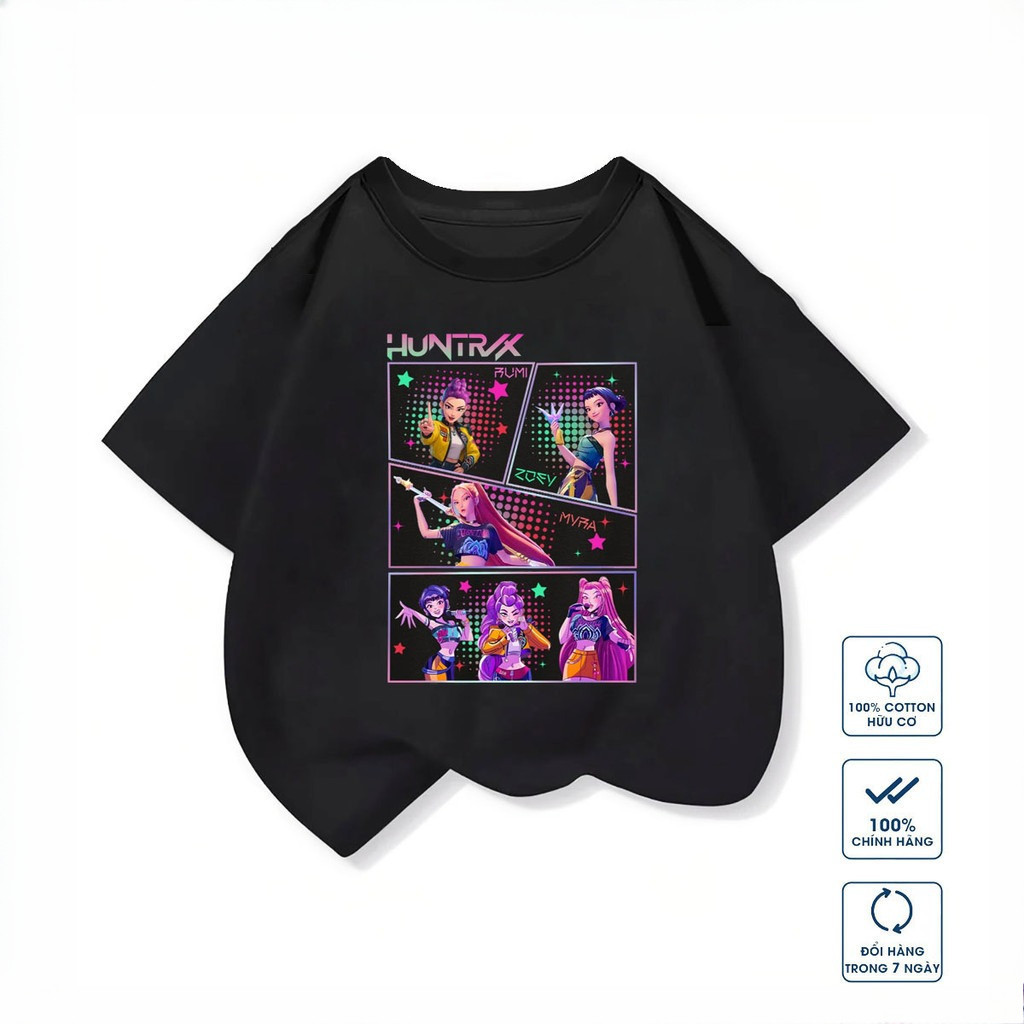 Áo phông cho Bé trai và Bé gái In họa tiết Kpop Demon Hunters vải 100% cotton mềm mại thoải mái top
