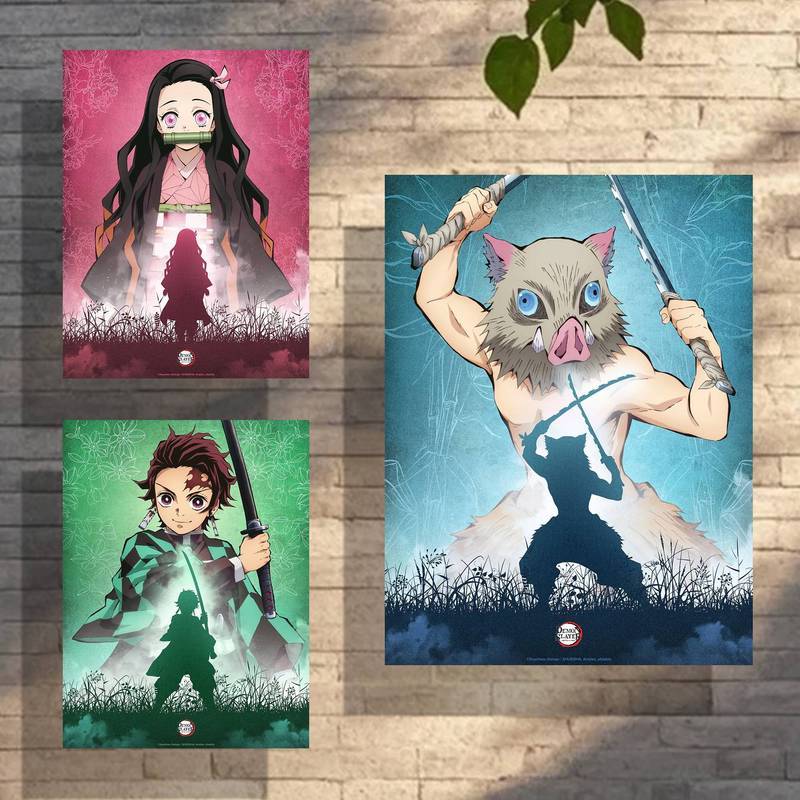 Demon Slayer Silhouettes Anime Canvas Nghệ Thuật Phong Cách Nhân Vật Silhouette Trang Trí Dành Cho Người Hâm Mộ Nghệ Thuật Nhà Trang Trí Tường Canvas Poster
