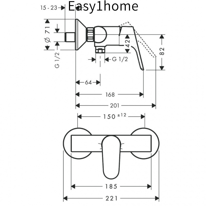 Vòi sen trộn hansgrohe Focus E2 31960007 lắp đặt lộ thiên