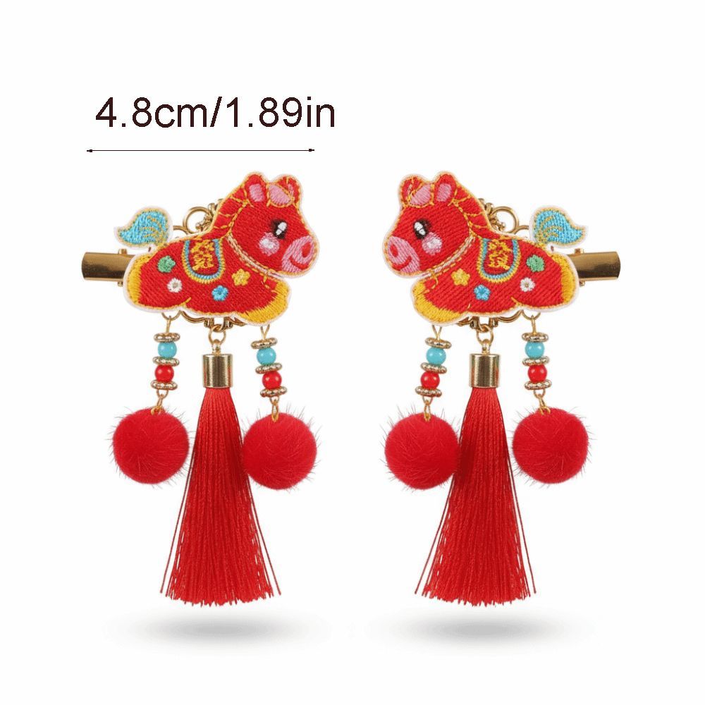 Kẹp Tóc Truyền Thống Trung Quốc Hình Quả Bóng Tua Rua, Quà Tặng Dịp Năm Mới
