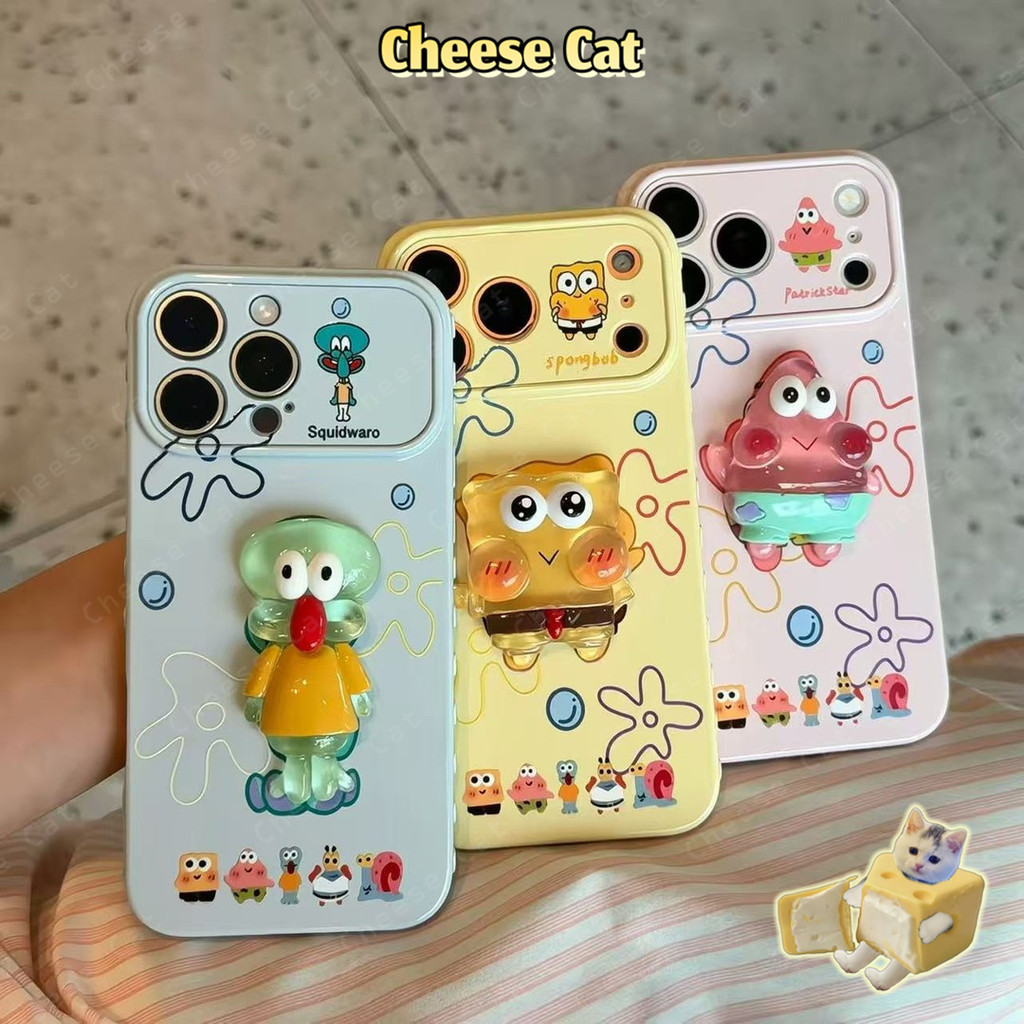 dễ thương Pha lê dễ thương Sponge cho iPhone 17 Pro Max 11 12 13 14 15 16 Plus Hình trái tim ở cạnh bên của ốp điện
