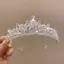 Springevenstar Cưới Tóc Tiara Pha Lê Cô Dâu Tiara Vương Miện Màu Bạc Diadem Veil Tiaras Cưới Phụ Kiện Tóc Mũ Đội Đầu Trang Sức Springevenstar