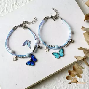 Vòng tay đính cườm bướm thanh lịch Vòng chân Dây có thể điều chỉnh đầy màu sắc cho nữ