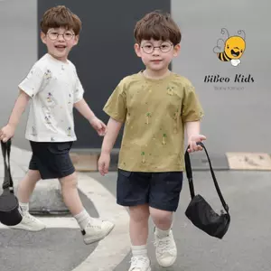 Bộ quần áo cọc tay SUNSHINE MÙA HÈ CHO BÉ TRAI, áo chất COTTON, quần DA CÁ mềm thoải mái cho bé