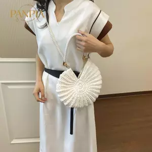 PNPIA- Handmade Vỏ Conch Đan Túi Đeo Vai Cho Nữ Ngọc Trai Thanh Lịch Dây Đeo Túi Quà Tặng Cho Bạn Gái