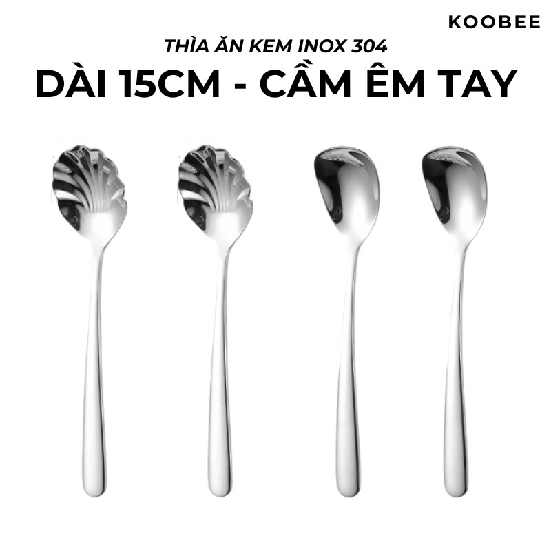 Thìa Ăn Kem Inox 304 Elegant 15cm Cao Cấp – Thìa Dessert, Tráng Miệng Sáng Bóng Sang Trọng | 343
