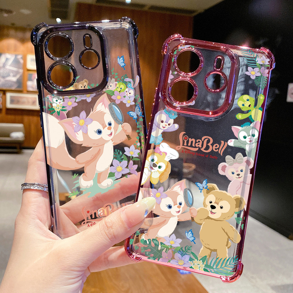 Tương thích với Xiaomi Redmi Note 14 13 Pro 5G 4G 12 13C 14C Vỏ mạ trong suốt Disney Linabell dễ thương Vỏ chống rơi