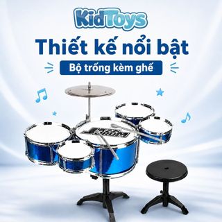 Bộ Trống Jazz Drum KidToys 5 Trống 1 Chũm Chọe - Có Ghế Ngồi Cho Bé Tập Chơi Nhạc
