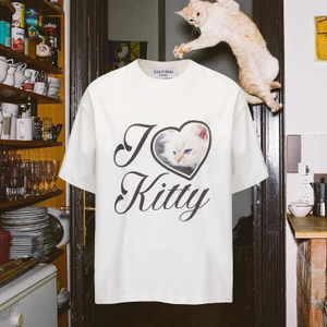 SHALIFORNIA Cat Tay Ngắn Cơ Bản Viết Tay In Đa Năng Rộng Và Đơn Giản Áo Thun Cặp Đôi Dành Cho Nam Nữ