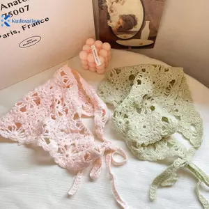 Kudosation Thời Trang Dệt Kim Khăn Trùm Đầu Mũ Pháp Phong Cách Mục Vụ Tam Giác Handmade Móc Khăn Retro Hoa Khăn Trùm Đầu Đẹp