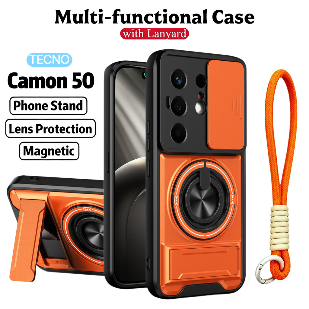Ốp Điện Thoại Đa Năng Sang Trọng Thích Hợp Cho Tecno Camon 50 Pro 30 40 4G 5G Dây 360°Giá đỡ vòng có vỏ máy ảnh Vỏ bảo vệ toàn diện chống sốc