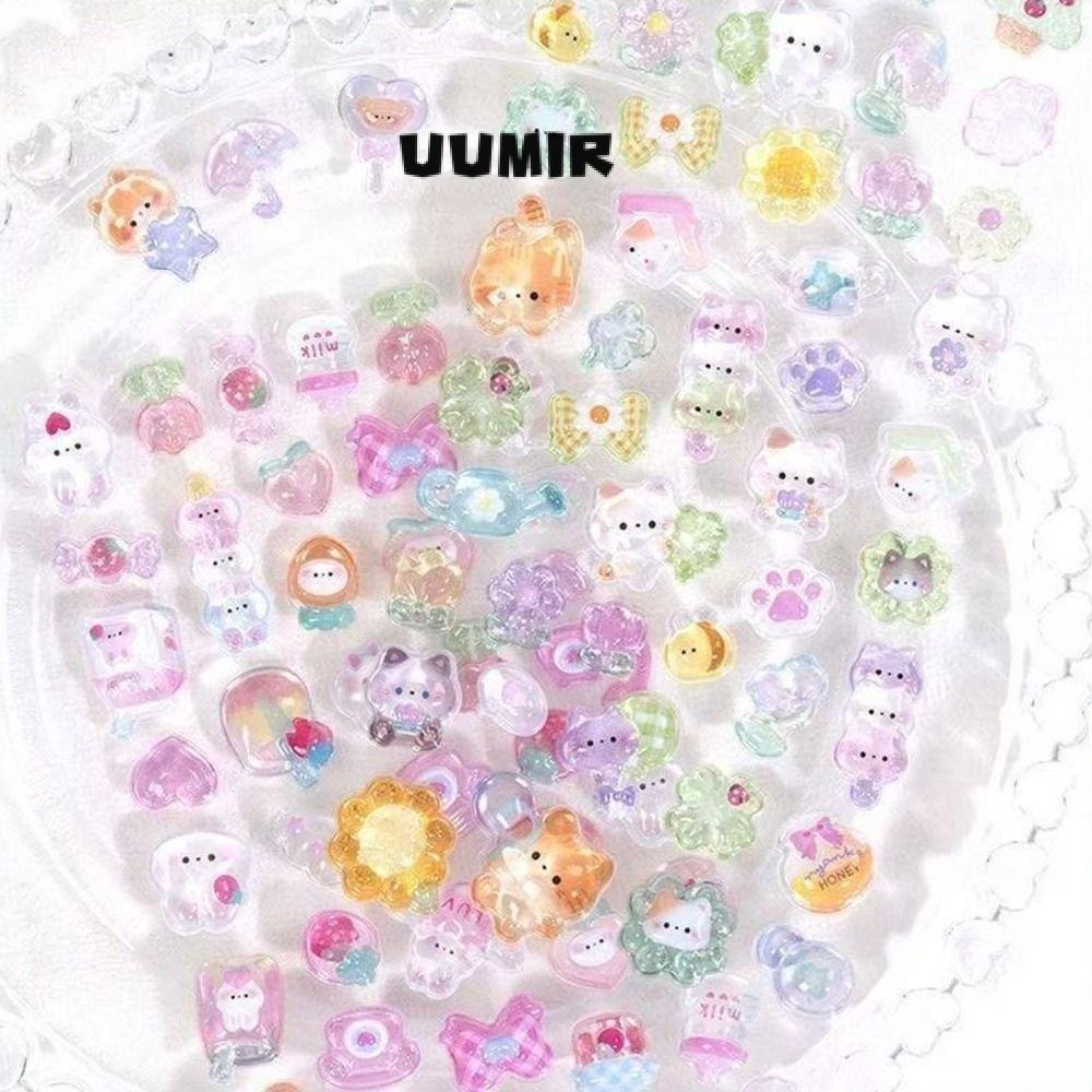 UUMIR Nhãn dán pha lê UUMIR, Nhãn dán trang trí cứu trợ trong suốt Đồ thủ công DIY, Động vật hoạt hình dễ thương PVC Nhãn dán phần thưởng cho trẻ em Máy tính xách tay Tạp chí Người lập kế hoạch Album ảnh