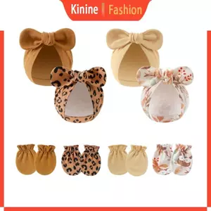 KIN Baby Nơ Mũ Găng Tay Bộ Mềm Mại Thoáng Khí Co Giãn Chống Trầy Xước Bảo Vệ