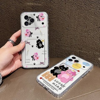 Ốp Khe Cắm Thẻ Trong Suốt Cho Vivo V60 Lite V50 Lite V40 V29 Pro V23 V27E Ốp Lưng Điện Thoại Miao Beach Mico Cat In Hình Bảo Vệ Cho Vivo Y02 Y02A Y02S Y11 Y16 Y35 Y56