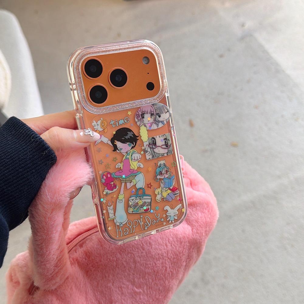 Ốp lưng cứng trong suốt Tương thích với iPhone 13 14 14Pro 14ProMax 15 15Pro 15ProMax 16 16Pro 16ProMax 17 17Pro 17ProMax Vỏ họa tiết bé gái