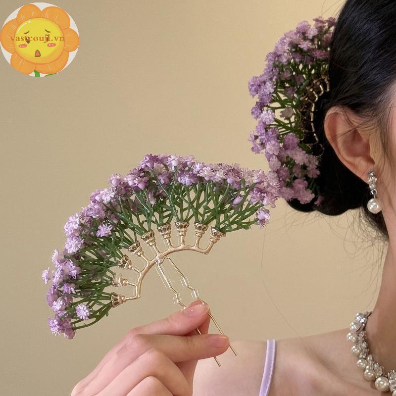 Kẹp Tóc Hình Chữ U Với Hoa Nhân Tạo - Phụ Kiện Tóc Sang Trọng Cho Các Bữa Tiệc