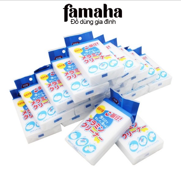 Mút xốp Melamine FAMAHA tẩy rửa làm sạch vết bẩn cứng đầu trên nhiều bề mặt, không dùng hóa chất 484