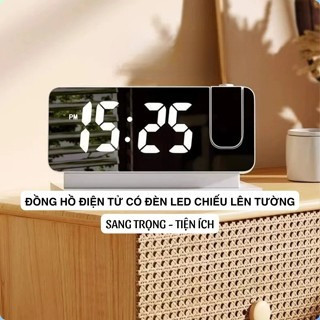 Đồng hồ điện tử để bàn tích hợp đèn LED chiếu thời gian, hiển thị nhiệt độ phòng, có chế độ báo thức