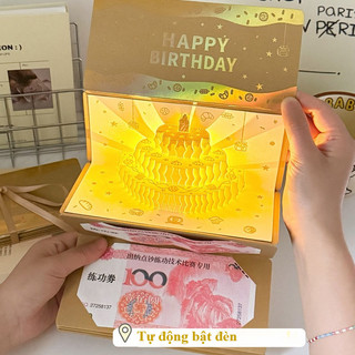 3D Thiệp Sinh Nhật âm Nhạc Trẻ Em,Hình Dạng Bánh,Ánh Sáng Và âm Nhạc Tuyệt Vời,Quà Sinh Nhật Sáng Tạo Cho Trẻ Em