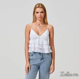 Áo Croptop Dây Spaghetti Cho Phụ Nữ, Cổ Chữ V, Màu Trơn, Thích Hợp Mùa Hè