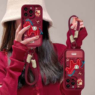 Dây buộc ngựa sang trọng Thích hợp cho Apple 17 Vỏ điện thoại năm mới iphone15promax Da cừu 16 Silicone 14 Nữ 2025.12.18