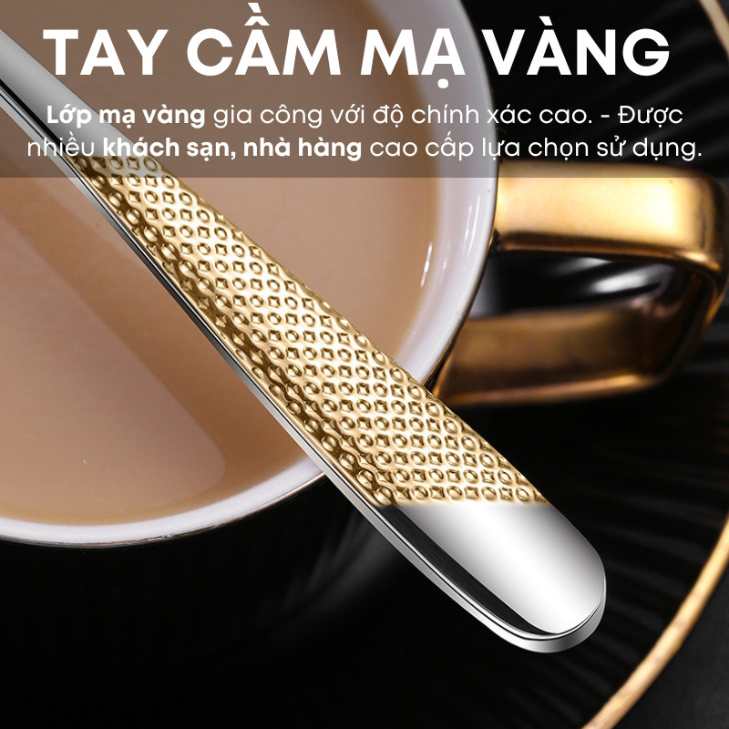 Bộ Dao Thìa Nĩa Inox 410 Bít Tết Cao Cấp Mạ Vàng Star Diamond - Dùng Cho Nhà Hàng, Khách Sạn, Tiệc Buffet | 357