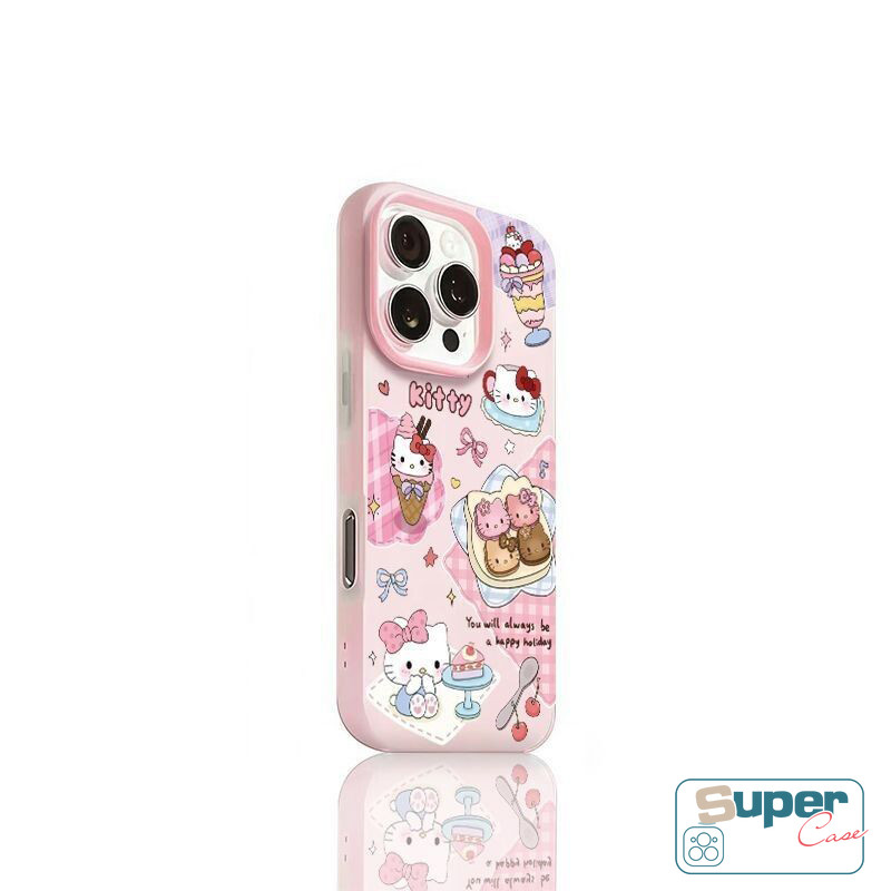 Ốp Lưng Tương Thích Cho IPhone 17 16 11 13 15 14 12 Pro Max 17 15 16 Pro XR Air 7Plus X XS Max Thời Trang Mèo Con Dễ Thương Món Tráng Miệng Silicon Mới 2 in1