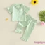 Bộ đồ ngủ Satin cho bé gái tập đi Áo cổ ngắn tay thêu nơ + Quần thắt lưng co giãn Đồ ngủ