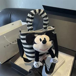 Túi Xô Di Động Mickey Dễ Thương Thời Trang Nữ 2024 Phong Cách Mới Niche Túi Đeo Ngang Phù Hợp Với Tất Cả Trận Đấu Túi Vải Sọc Túi Nhỏ 31305