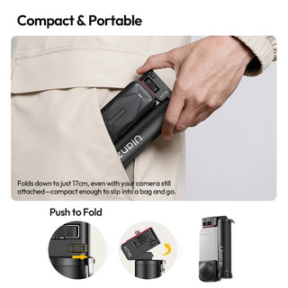 Ulanzı MT98 DJI Chân máy di động có thể gập lại cho máy ảnh hành động Insta 360 180° Có thể điều chỉnh với Vlog vít 1 / 4 "Live