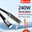 Cáp dữ liệu sạc siêu nhanh PD240W Type C sang Type C có thể gập lại 360° Xoay 90° Cáp dữ liệu sạc thiết kế khuỷu tay cho máy tính bảng điện thoại