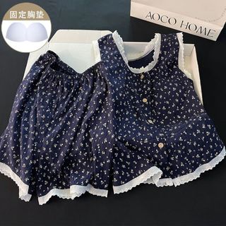 [Luni-Order] Bộ Đồ Ngủ Camisole Mùa Hè Mới, Dễ Thương, Gợi Cảm Set Áo Cài Nút Phối Quần Short Mặc Nhà Mềm Mát