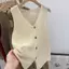 < WHPHous-t > Áo Vest chữ V dáng rộng thời trang Cotton và vải lanh Hàn Quốc mùa hè dành cho nữ đẹp