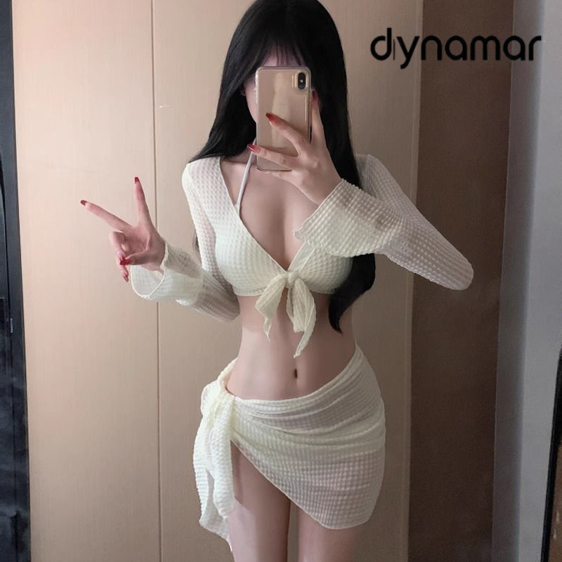 【dynamar】Hàng Có Sẵn-Bộ Bikini Gợi Cảm Phong Cách Hàn Set Bikini 4 Mảnh Thời Trang Đi Biển Áo Bơi Nữ