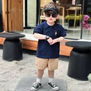 Bộ POLO công tử in thêu GÂU quần kaki cho bé trai