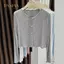 PNPIA-Áo Cardigan dệt kim màu xám dành cho nữ Áo khoác chống nắng mùa hè nhẹ tròn Ne lý tưởng để mua sắm hoặc đi chơi thường ngày
