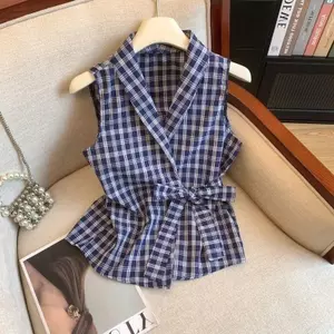 Áo Vest ngoài có dây thắt lưng hẹp có dây buộc cho nữ mùa hè Phong cách mới